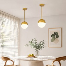 2 Pack Mid Century Pendant Light Globe Glass Ceiling Light Fixture Dining Room