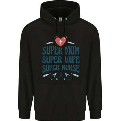 Super Maman Femme Infirmière Cadeau De Fête Des Mères Sweat À Capuche 80% Coton - Photo 1/4