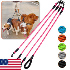 3-Way Dog Leash - No Tangle Triple 360 Swivel for 3 Dogs - Reflective