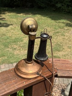 Antique Kellogg Chicago Candlestick Telephone Pat 1901 Bronze Copper Needs Work