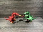 Vintage Playmobil Geobra Red & Green Fire Breathing Dragons Action Figure 1995
