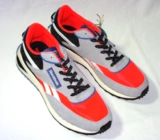 Reebok Forte Racer Sneakers, Suede/Textile Upper, Grey/Orange/Black, US 10, New