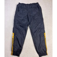 Adidas Vintage Mens Black Yellow Stripe Nylon Track Pants Windbreaker Large