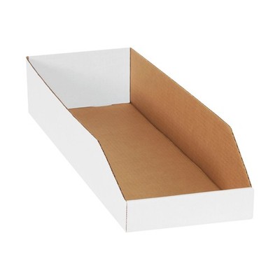 Boxes Fast BFBINMT824 Open Top Bin Boxes, 8'' x 24'' x 4 1/2'', White (Pack of 50)