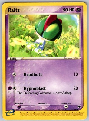 Ralts 67/109 Common Ruby & Sapphire Pokemon Lightly Played