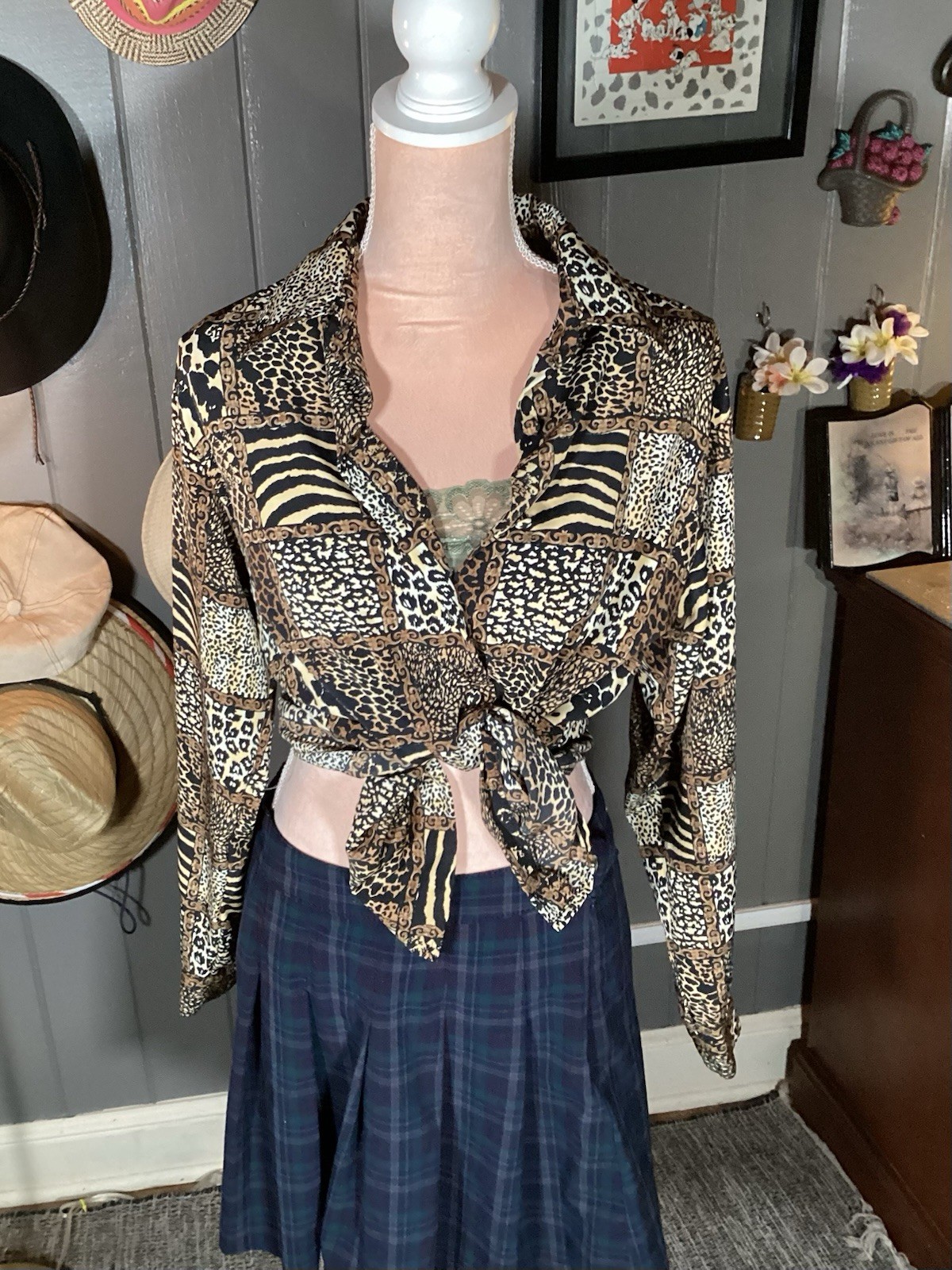 SAINT LAURENT Stampa animalier vintage pronta per safari bottoni Yves St. Clair grande