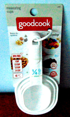 Goodcook White Plastic Measuring Cups 4-Piece #19860 BPA Free New B