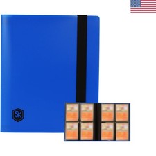 4-Pocket Trading Card Binder - 160 Capacity with Side-Loading Sleeves in Blue