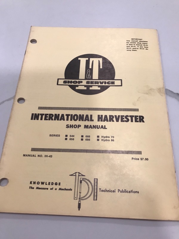 Vtg 1979 International Harvester Shop Manual - Manual IH-43 - free postage