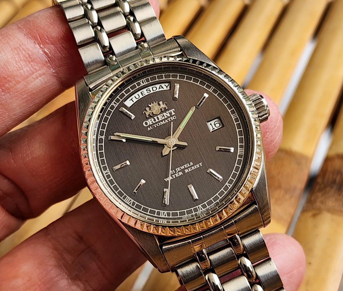 Buy RARE Vintage Orient President Day/Date Auto Watch Rare Black 