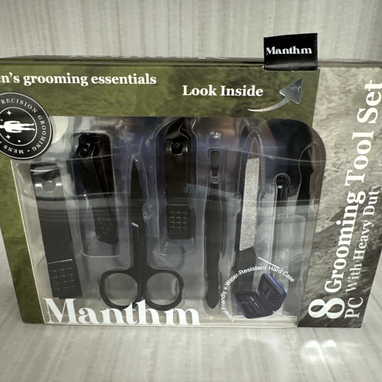 NEW Manthm 8 Pcs Precision Steel Men’s Essential Grooming Gift Set w/Case NEW