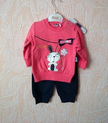 Outfit Set Girls' Pink NWT Bunny graphic, Bow detail