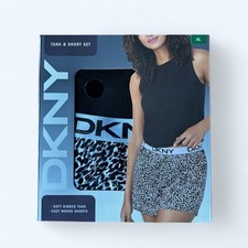DKNY Women's Tank  Short Set Black Size XL