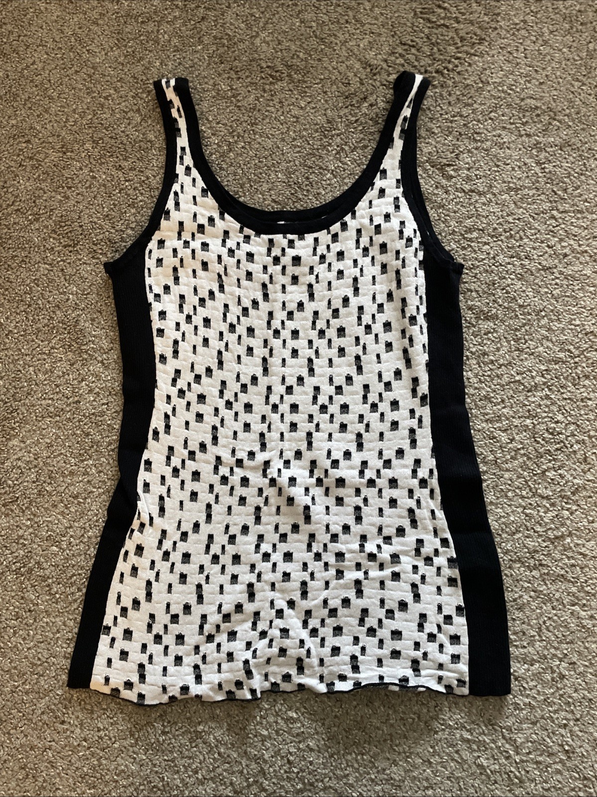90s Vintage Black and White Tank Top Damask Brand VGC+ Dry Clean Only Size L