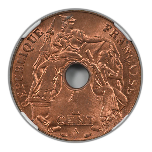 1938 A F.I. China French Indo-China 1C Cent NGC MS65RB - Picture 3 of 5