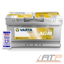 VARTA AUTOBATTERIE 12V 95Ah STARTERBATTERIE AGM 850A + 10g BATTERIE-POL-FETT