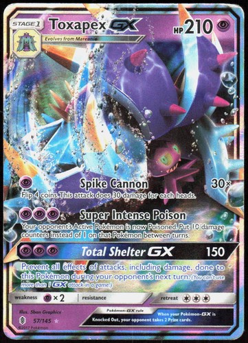 Toxapex GX 57/145 Holo Ultra Rare Guardians Rising Pokemon Holo MP
