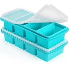 Silicone Freezer Tray with Lid - 1 Cup Silicone Food Freezer Tray - Large Ice...
