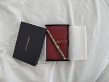 Burberry Burgundy Leather Organiser Diary Planner Ring Binder with Pen Box