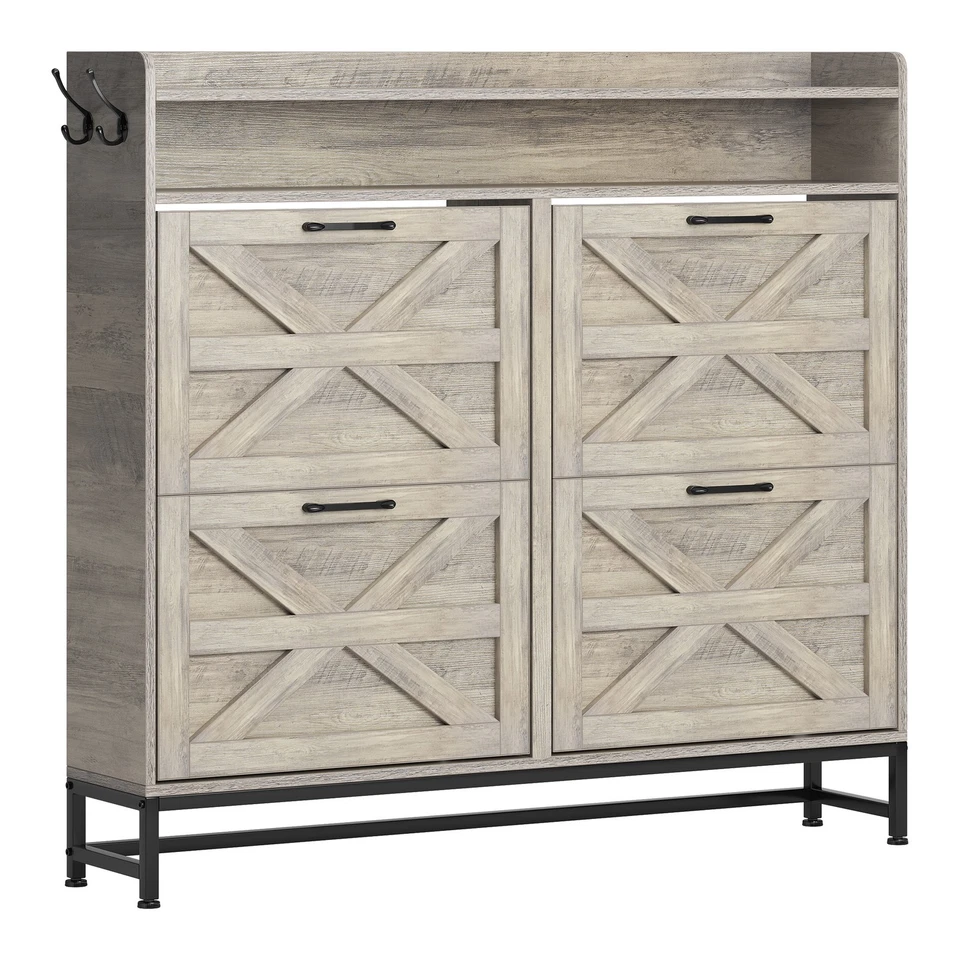 Shoe Cabinet,Entry Home Shoe Storage Cabinet, Large Capacity Shoe Rack, Grey - Image 3 of 4