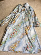 Vintage Christian Dior Victorian Blue Lounge Wear Robe Floral Size S