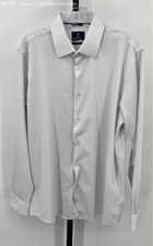 Ben Sherman Mens Shirt Gray Slim Fit All Way Stretch Button Up Long Sleeve Large