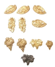 Victorian Art Nouveau Style Brass Sterling Silver Matte Goddess Flowers Grapes