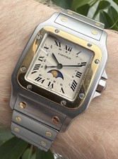 Cartier Santos Galbee Moonphase 119901 Vintage Watch 18k Gold & Steel With Box