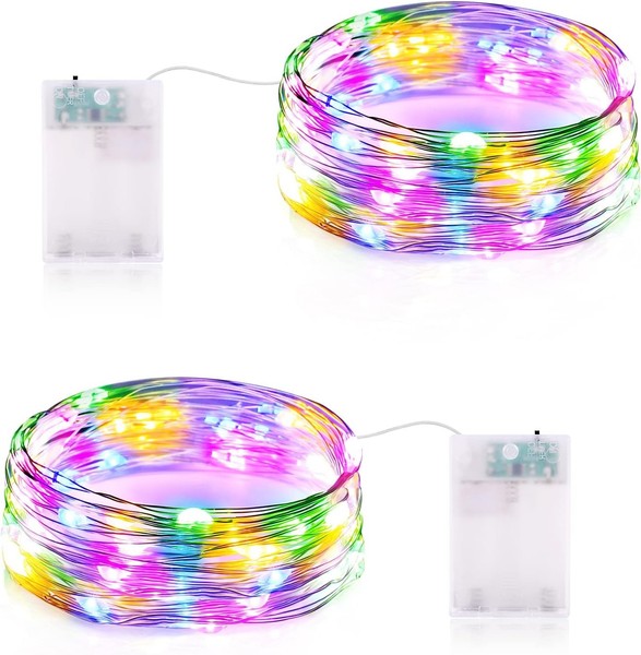 Lichterkette Batterie Timer, 2 StüCk Bunt Lichterkette Batterie, 3M 30Er LED-image