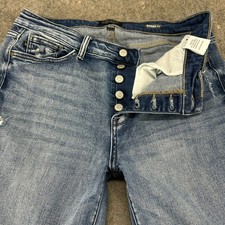 Judy Blue Jeans Womens 15 32 Blue Boyfriend Fit Light Wash Stretch Distressed