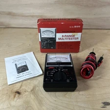 Vtg Micronta 8-Range Multitester 22-212 2,000 ohms/Volt Multimeter w/Box, Manual