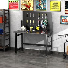 Industrial Steel Wall Workbench, Foldable, Pegboard, Casters, 1.5 mm Thick