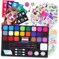 Face Painting Kit for Kids, 24 Colors Face Paint Kit with Stencils  Brushes,