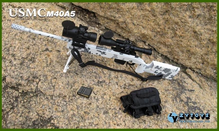 Rifle sniper modelo camuflagem neve 1/6 USMC M40A5 para boneco de ação Phicen 12" - Imagem 4 de 4