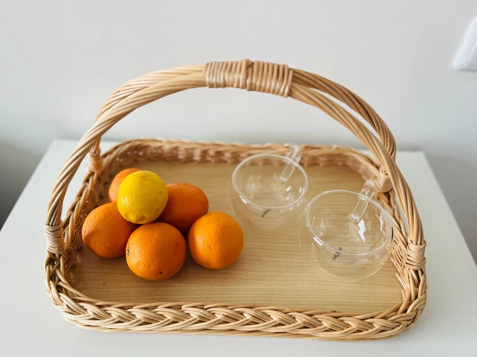 Handwoven Wicker Tray – Rustic Willow Serving Basket with Handles, Natural Table - Image 4 of 4