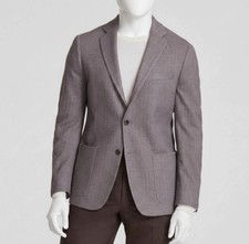 Michael Kors Mens Beige Herringbone Woven Stretch Sport Coat Suit Jacket Sz 46R.