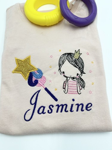 Youth Glitter princess Birthday Shirt Custom Embroidery Long Sleeve Cozy Cute - Picture 5 of 8