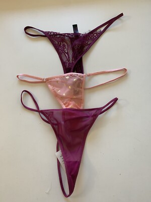 Lot of 3 Dreamgirl Glitter Linea Donatella Sz XL Mesh Lace G-String Thong Panty