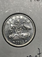 Australian 1963 SIXPENCE  OUT OF MINT ROLL CH UNC +