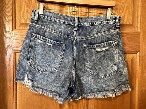 Pantalones Cortos de Jean BM49 Kancan Azul Denim Cintura Alta Corte Envejecido Para Mujer XL - Imagen 2 de 3