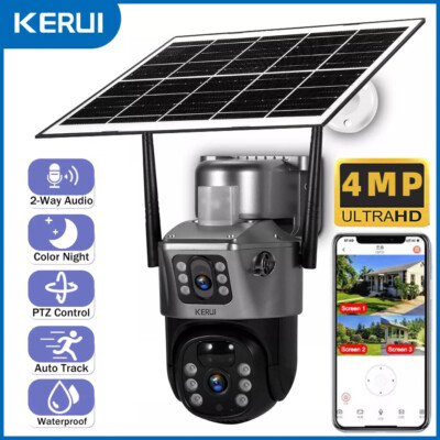 KERUI WIFI Solar Battery 4MP Wireless PTZ Security Camera Outdoor PIR IP Audio