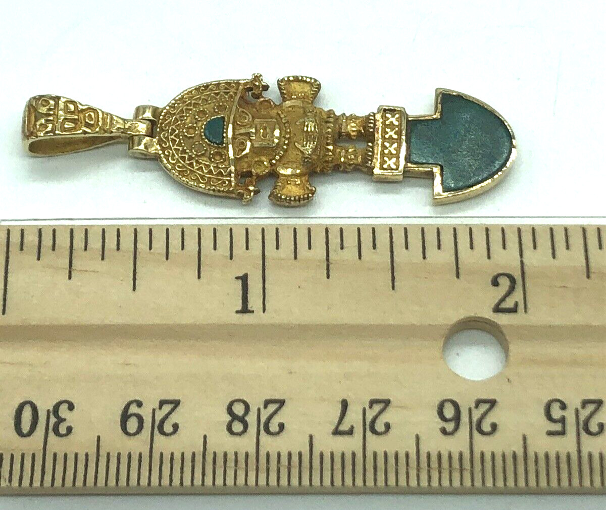 Peruvian Tumi 18k Solid Gold Green Malachite Inla… - image 12