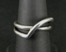Ring Silver Split Band with Curve Design Sterling 925 Size 5.5 Band Ring 5 1/2