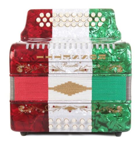 Rossetti 3112 GCF Sol 31 Button Diatonic Accordion - Red White Green with Case - Picture 3 of 4