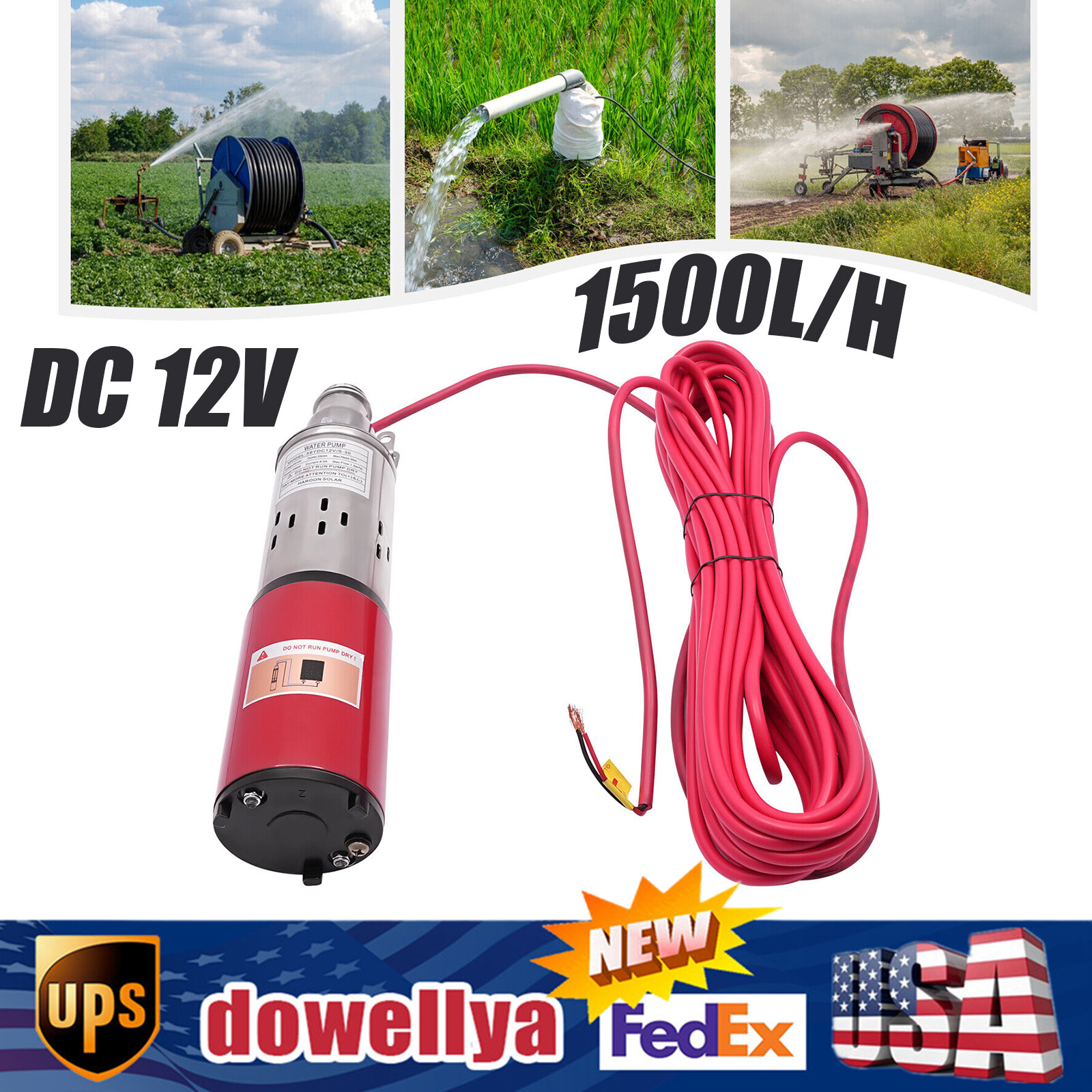 3500r/min DC 12V Solar Submersible Pump Stainless Steel Deep Well Water DC Pump