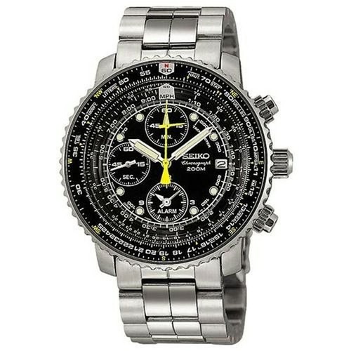 New Sei ko SNA411P1 Chronograph Flightmaster Pilot Silver Black SNA411  638827440039 | eBay