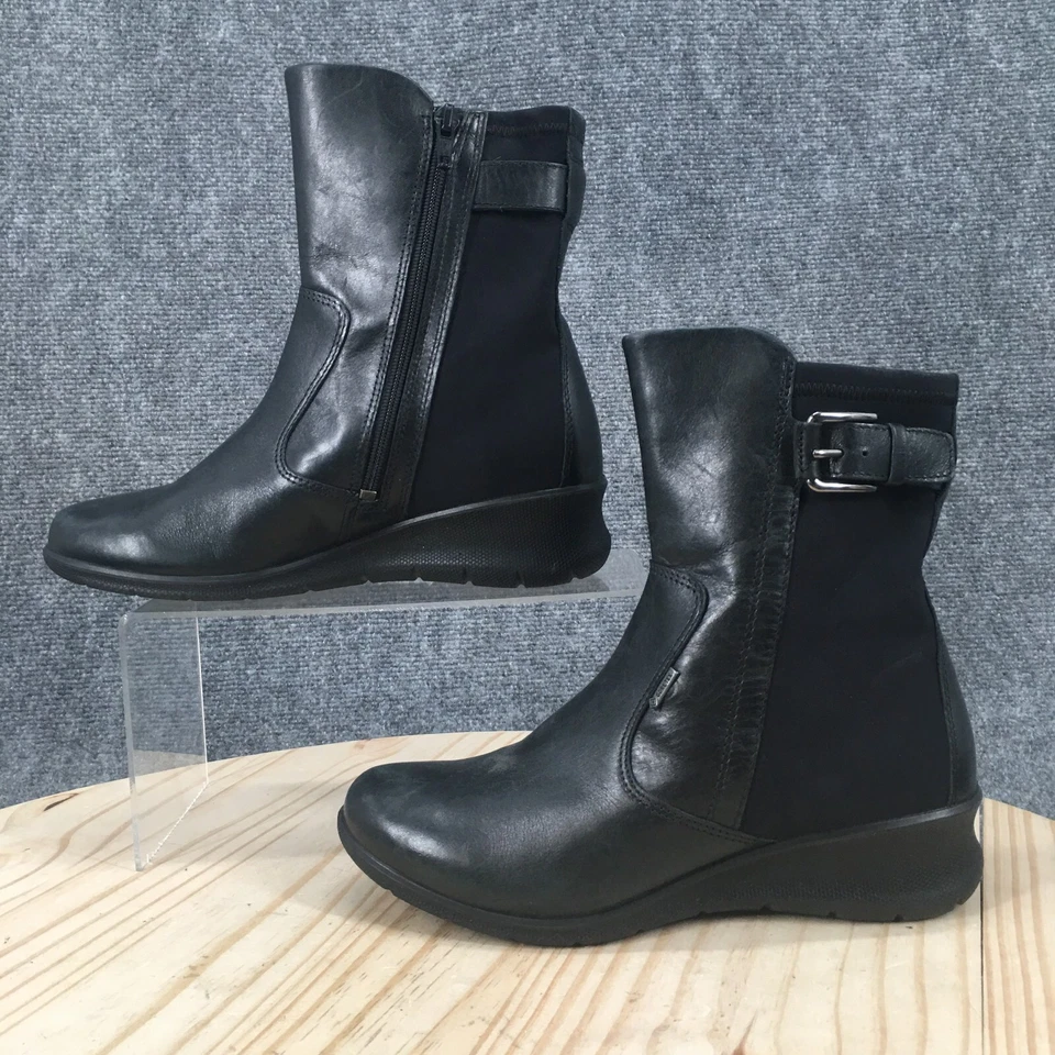 Botas Ecco Mujer 35 Motociclista Cuero Negro Cómodas Informales Hebilla Tobillo Cuña Foto 2 de 4