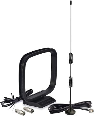 Bingfu Magnetic Base FM Radio AM Loop Antenna for HD Radio AV Audio Home Stereo