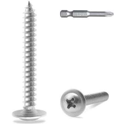 JEGONFRI #8 X 1-1/4" Stainless Steel Wood Screws – 120pcs Modified Truss Head Self-Tapping Screws With Bit