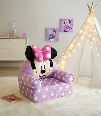 2-in-1 Flip Out Chair Pink/Purple MinnieMouse Toddler Convertible Lounger  Couch
